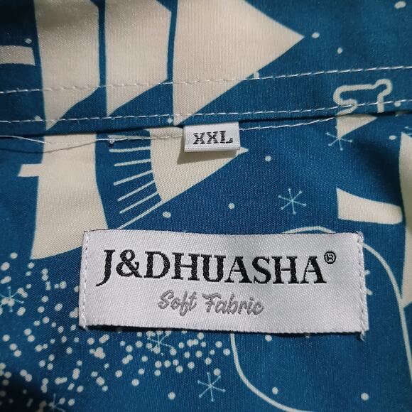 NWOT Ugly Christmas shirt Men's XXL J & Dhuasha  long-sleeved blue Santas Trees - Picture 3 of 10